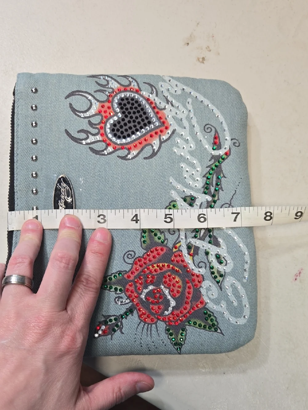 Ed Hardy Embellished Floral Heart Wristlet Nwt! - Picture 7 of 8